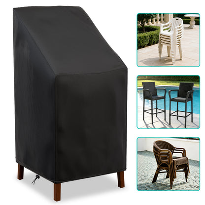 Patio Chair Covers,Outdoor Chair Cover,Waterproof Patio Furniture Covers for Outdoor Furniture, Large Covers for High-Back Chiar/Stackable Outdoor Chairs, 25" L x 25" W x 47"H,Black