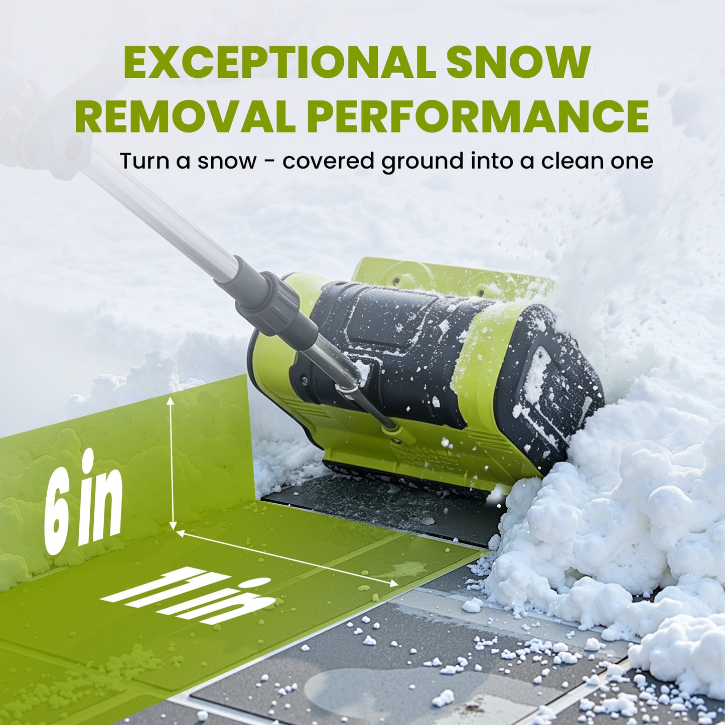 BAOKALER 21V 11inch Cordless Snow Shovel, 6.6lbs Lightweight Electric Snow Blower with 2 x 4.0Ah Battery & Fast Charger for Driveway & Sidewalks,Green