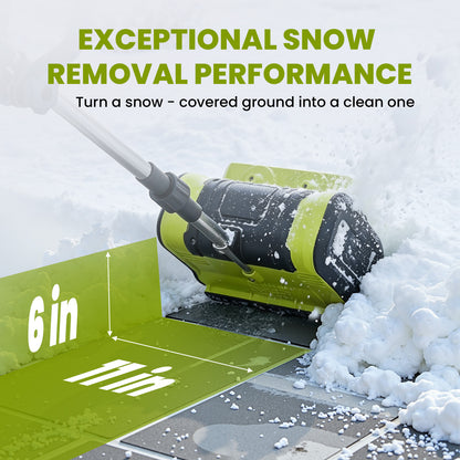 BAOKALER 21V 11inch Cordless Snow Shovel, 6.6lbs Lightweight Electric Snow Blower with 2 x 4.0Ah Battery & Fast Charger for Driveway & Sidewalks,Green
