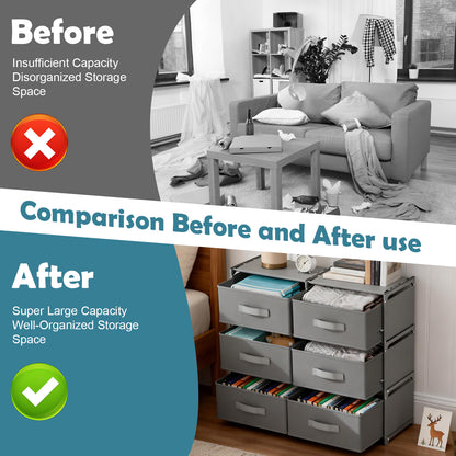BAOKALER Clothes Drawer Dresser with 6 Drawers, Double Row Non-Woven Fabric Dresser for Bedroom, Hallway, Entryway, Closets, Sturdy Steel Frame, Wood Top, Gray
