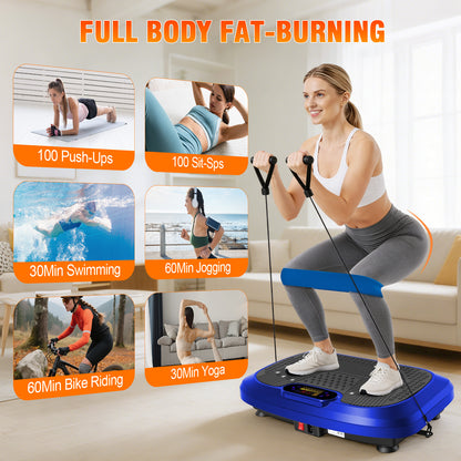CATGOOD Vibration Plate Exercise Machine, Full Body Vibration Platform with 2 Loops & 5 Resistance Bands for Wellness and Fitness, Blue