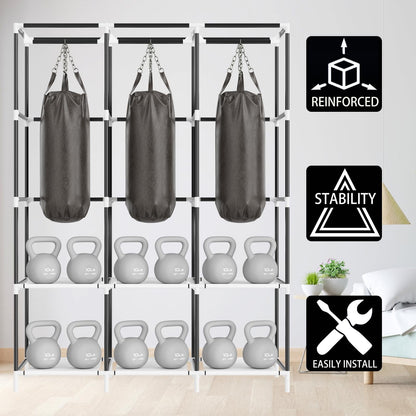 Portable Closet Organizers and Storage, Dustproof Non-Woven Fabric Wardrobe Closet Clothes Rack Shelf for Home, Sky Blue