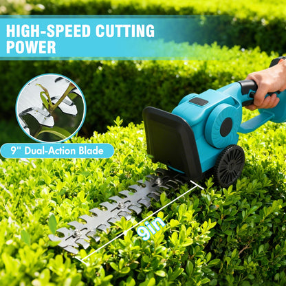Baokaler 24V Cordless Hedge Trimmer, Hedge Trimmer with Telescopic pole, 3-in-1 Grass Shears, Shrubbery Trimmer & Electric Grass Trimmer, 2 Battery and Charger Included