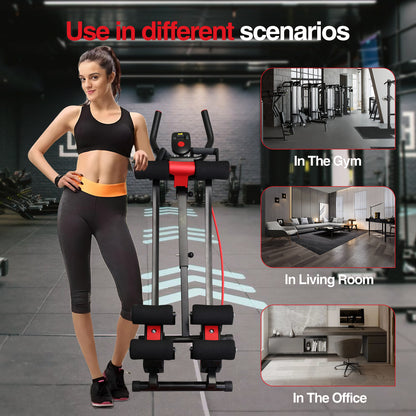 Dual Track Core & Abdominal Trainers, Abdominal Workout Equipment for Home Gym, Abdominal Exercise Machine Max Weight 440lbs, Fitness Equipment with LCD Display