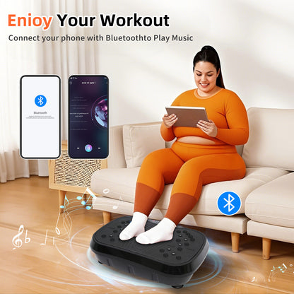 Vibration Plate Exercise Machine, Full Body Workout Machine for Weight Loss, Vibrating Board 300LBS Capacity, Vibration Platform with Resistance Bands, Remote Control, Silver-White
