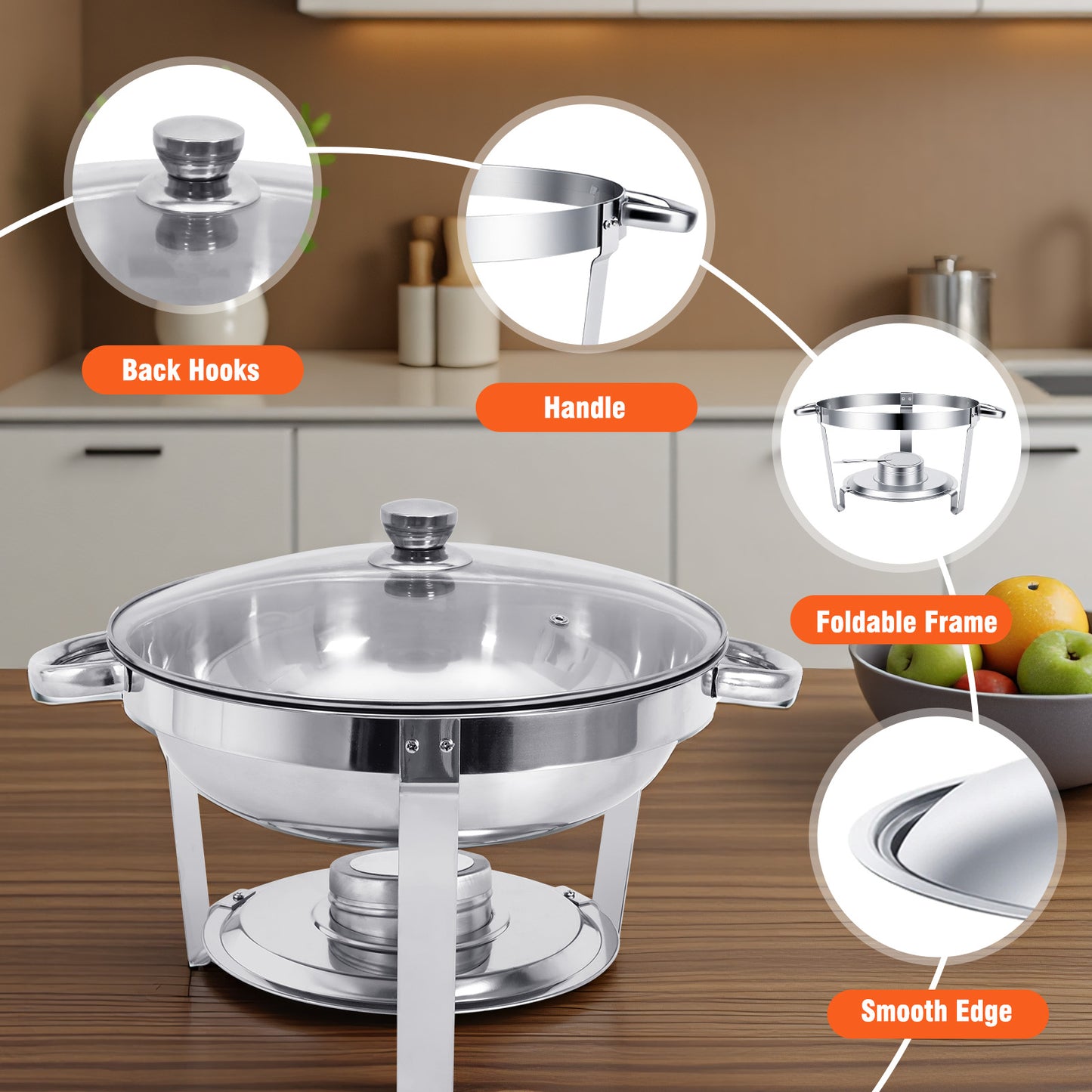 CATGOOD Chafing Dishes for Buffet, 5.3QT Chafing Dish Buffet Set, Food Warming Trays for Buffet, for Home Parties, Christmas Gatherings, Catering Events, Black/ 4 Pack