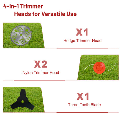 BAOKALER 52CC Gasoline Grass String Trimmer, 2-Stroke Gas Powered Weed Eater, Weed Wacker with 4 Detachable Heads
