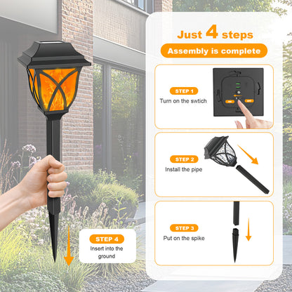 Catgood Solar Lights Outdoor Pathway, 6 Pack Solar Garden Stake Lights for Yard Patio Walkway Planter Pool, LED Waterproof, Flame Orange