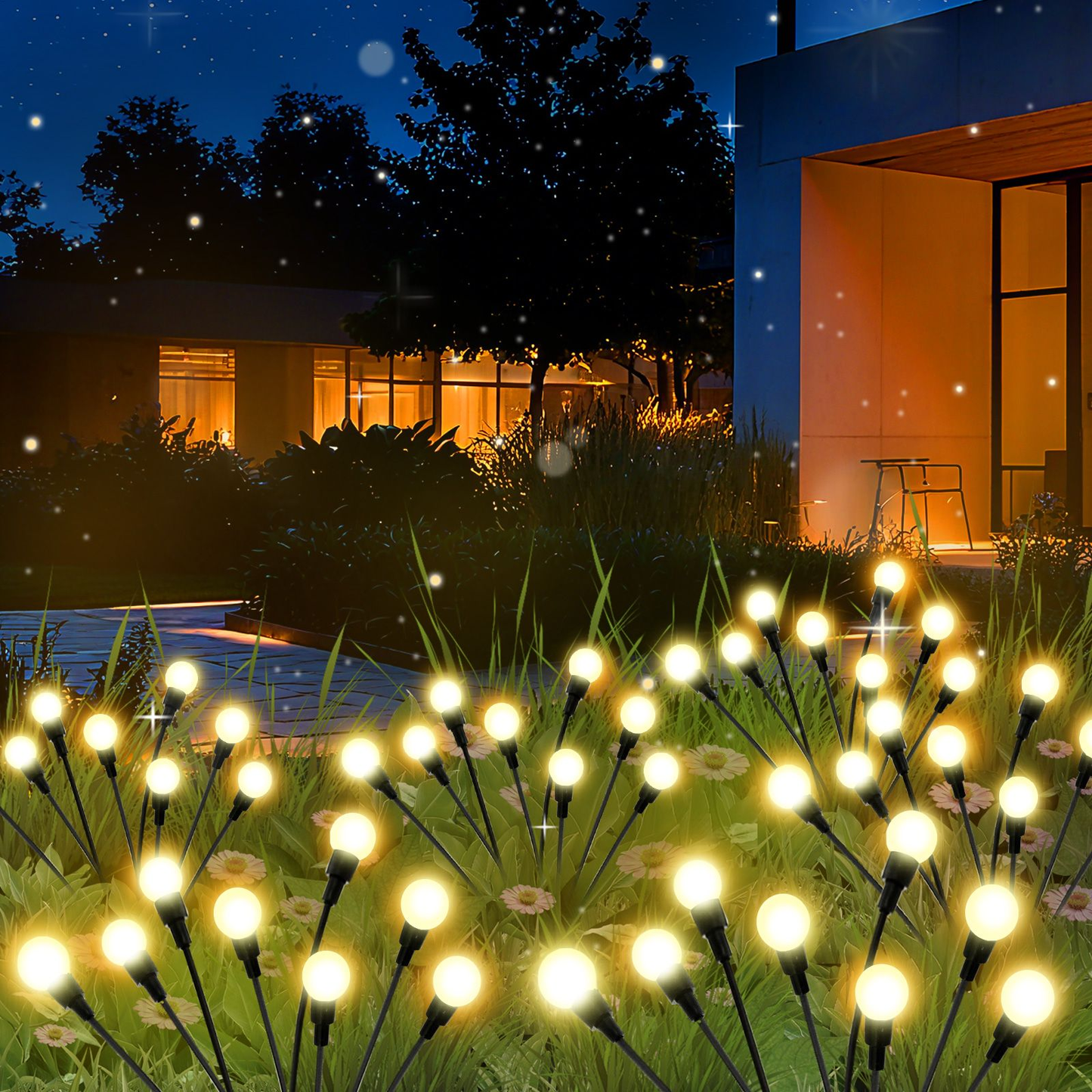 TopZoo Solar Garden Stake Lights Outdoor Waterproof, 8 Pack/2 Modes Swaying Firefly Lights for Garden Decor, Yard, Patio, Pathway, Party, Christmas Decoration, Warm White 64 LED