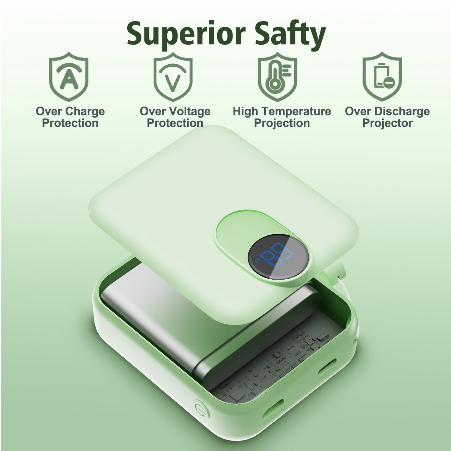 Baokaler Portable Charger, Smallest 22.5W 10000mAh USB C in & Out Power Bank Fast Charging, Phone Battery Pack Compatible with iPhone 17 16 15 14 Pro Samsung S24 Google iPad etc(Green-2PK)