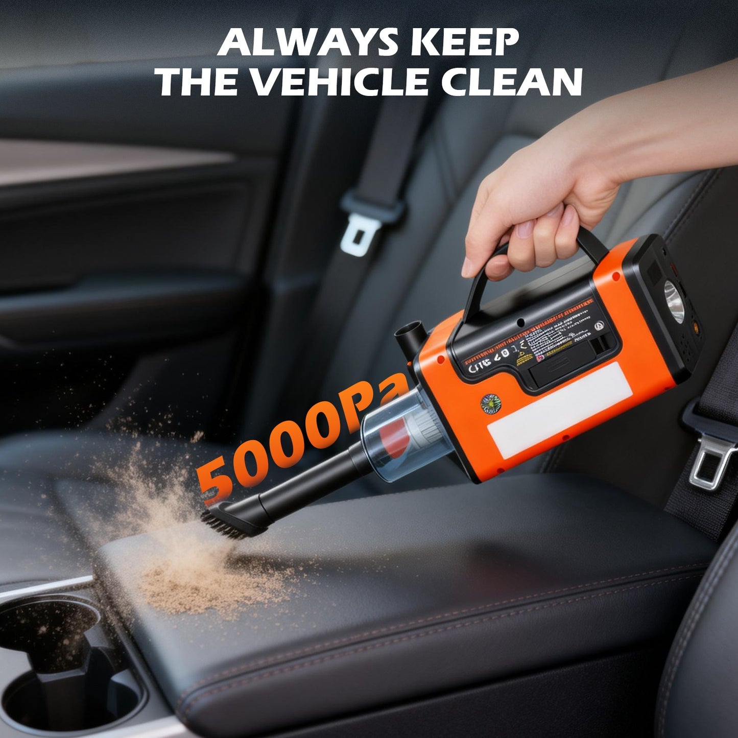 Portable Car Jump Starter with Air Compressor, 8-in-1 Car Battery Chargers with Cordless Handheld Vacuum (8.0L Gas & 6.0L Diesel) Jumper Box with 150PSI Tire Inflator, 12V Battery Booster with Air Pump, Holiday Gifts