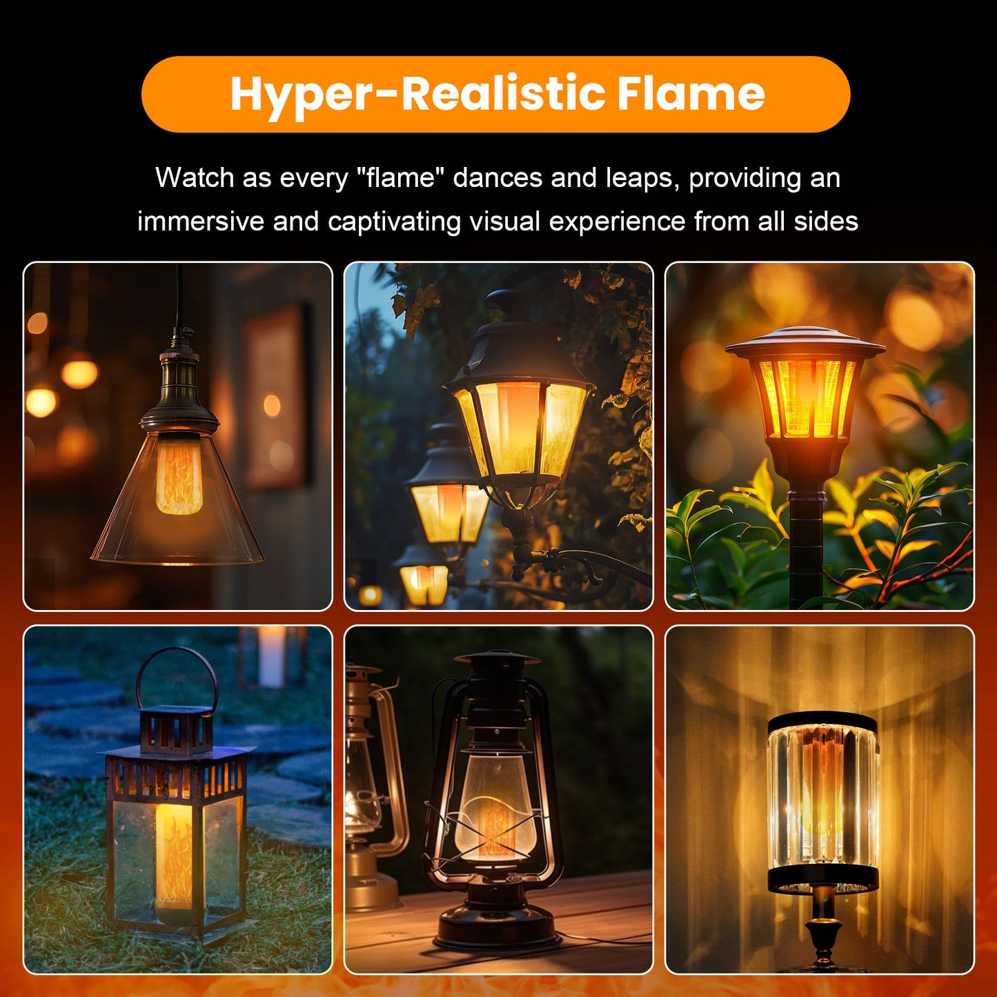 Catgood LED Flickering Flame Bulbs, 4 Lighting Modes, E26 Base for Party Patio Garden Decoration, 4 Pack