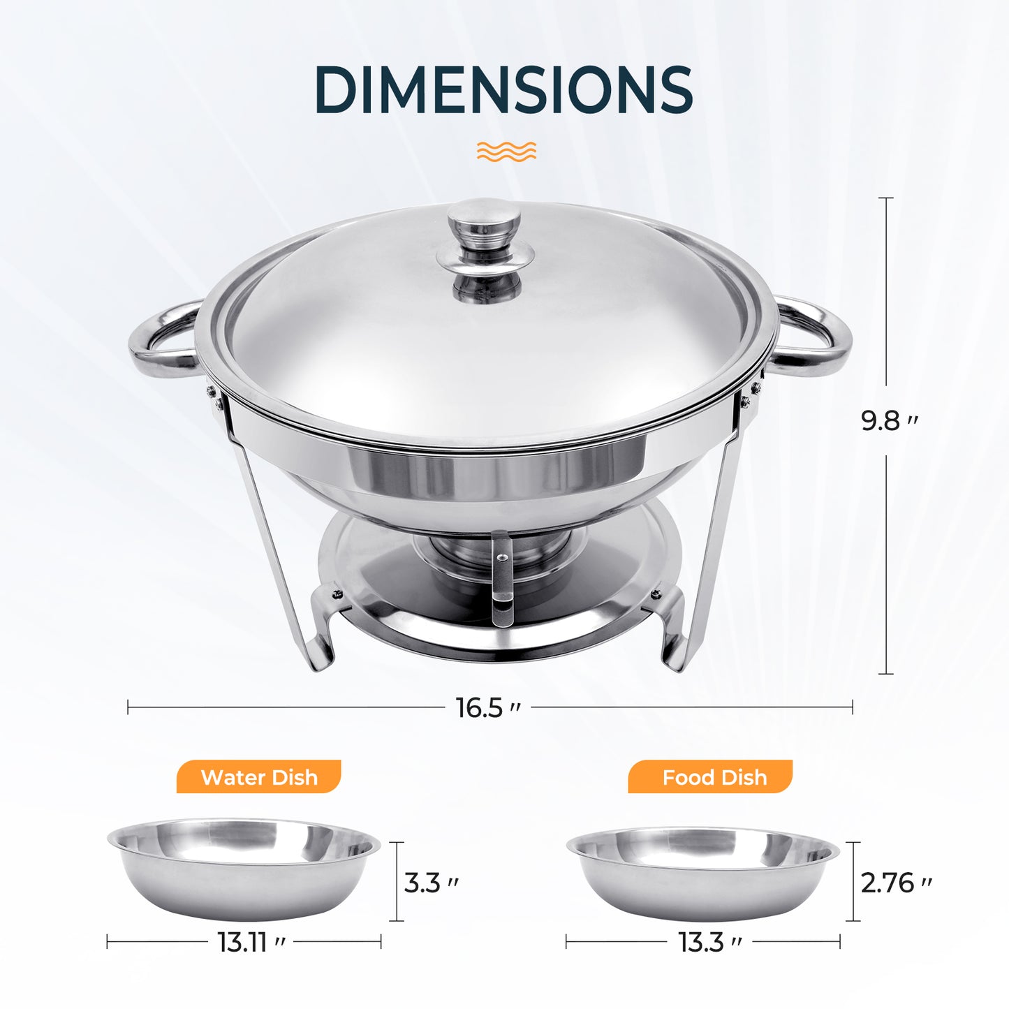 Chafing Dishes for Buffet 4 Pack, 5QT Buffet Server Food Warmer, Round Chafer and Buffet Warmer Sets, Chafing Dishes Stainless Steel for Home Parties,Catering Events