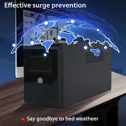 CATGOOD Backup UPS Power Supply 1000VA 600W Battery Backup Power with 3 Outlets and LCD Display, Suitable for Home and Office