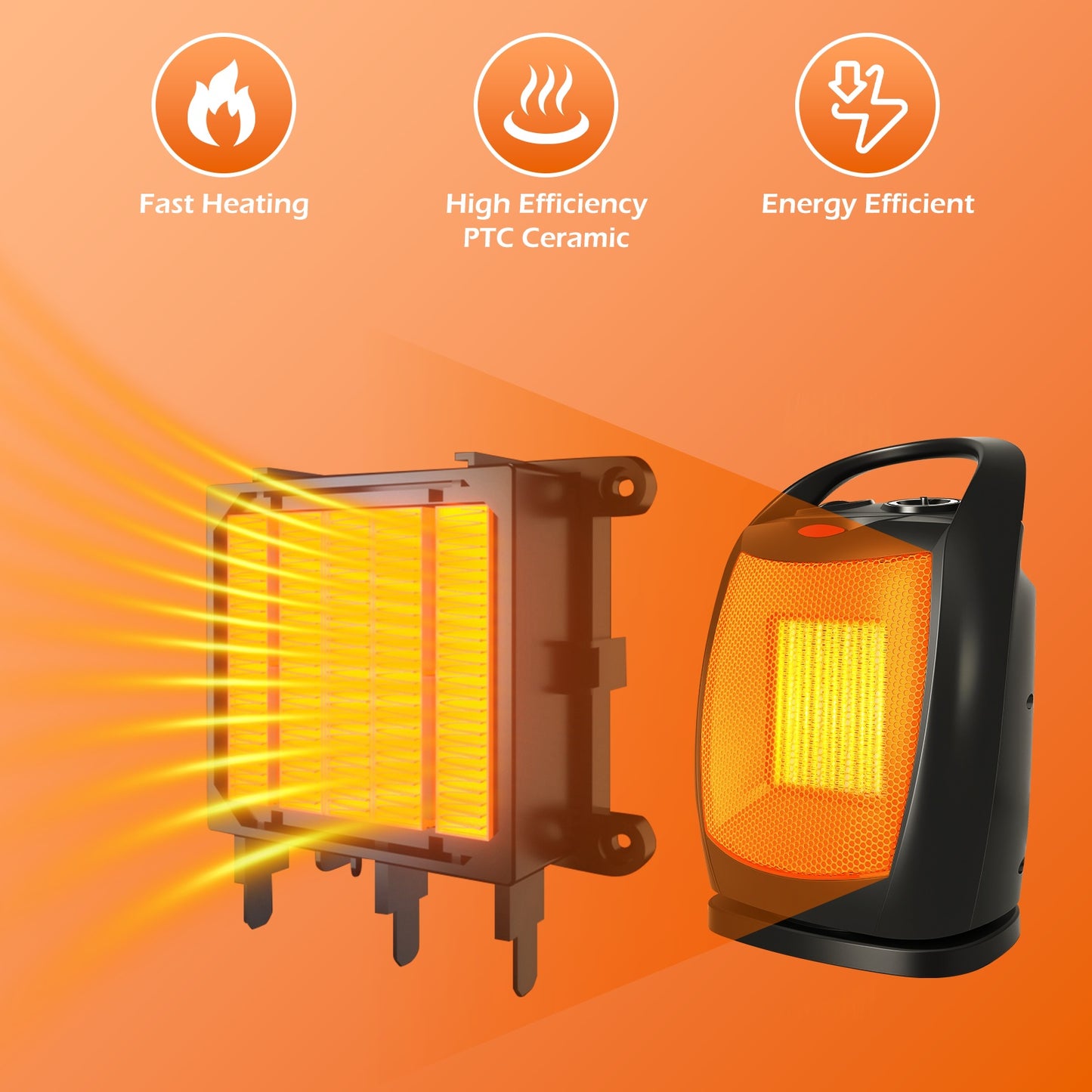 1500W Electric Fireplace Heater, Adjustable Space Heater with Realistic 3D Flame Effect, 3-Sided View, Overheat Protection, Ideal for Home, Bedroom, and Office