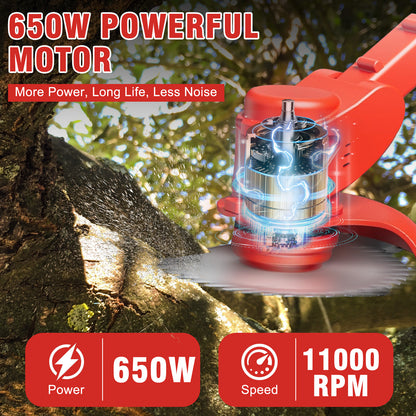 Grass Trimmer Cordless Electric Weed Eaters & Weed Trimmer, Weed Lawn Edge Trimmer, Mower with Upgraded Wheels & 2 Batteries