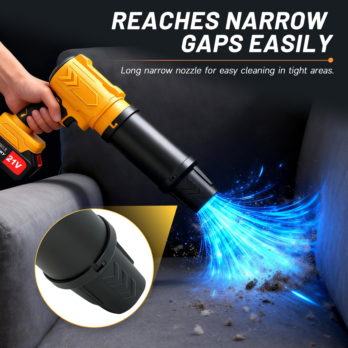 Cordless Leaf Blower, 950000 RPM Electric Leaf Blower with 2 X 4.0Ah Batteries & Charger, 110MPH Lightweight Handheld Blower for Patio Cleaning Blowing Leaves & Dust, Yellow