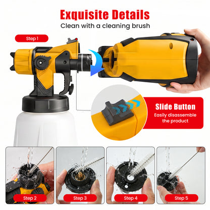 BAOKALER Cordless Paint Sprayer, Electric Spray Paint with 1400ml Container and 2×4.0Ah Batteries for Home Interior & Exterior, Furniture, Fence, Walls, Door, Garden Chairs, Yellow