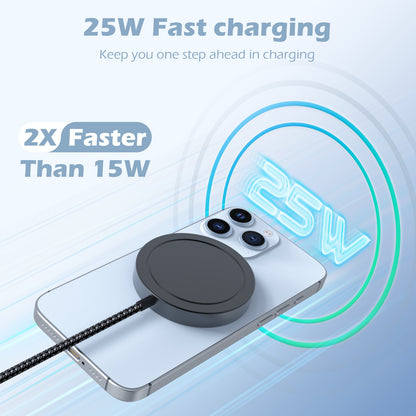 Wireless Charger, 25W Charging Pad Compatible with iPhone 17 16 15 14 13 12 Series, Magnetic Portable Charger Compatibe with AirPods 4 3 2 Pro, Phone Charger, A Perfect Gift, Black
