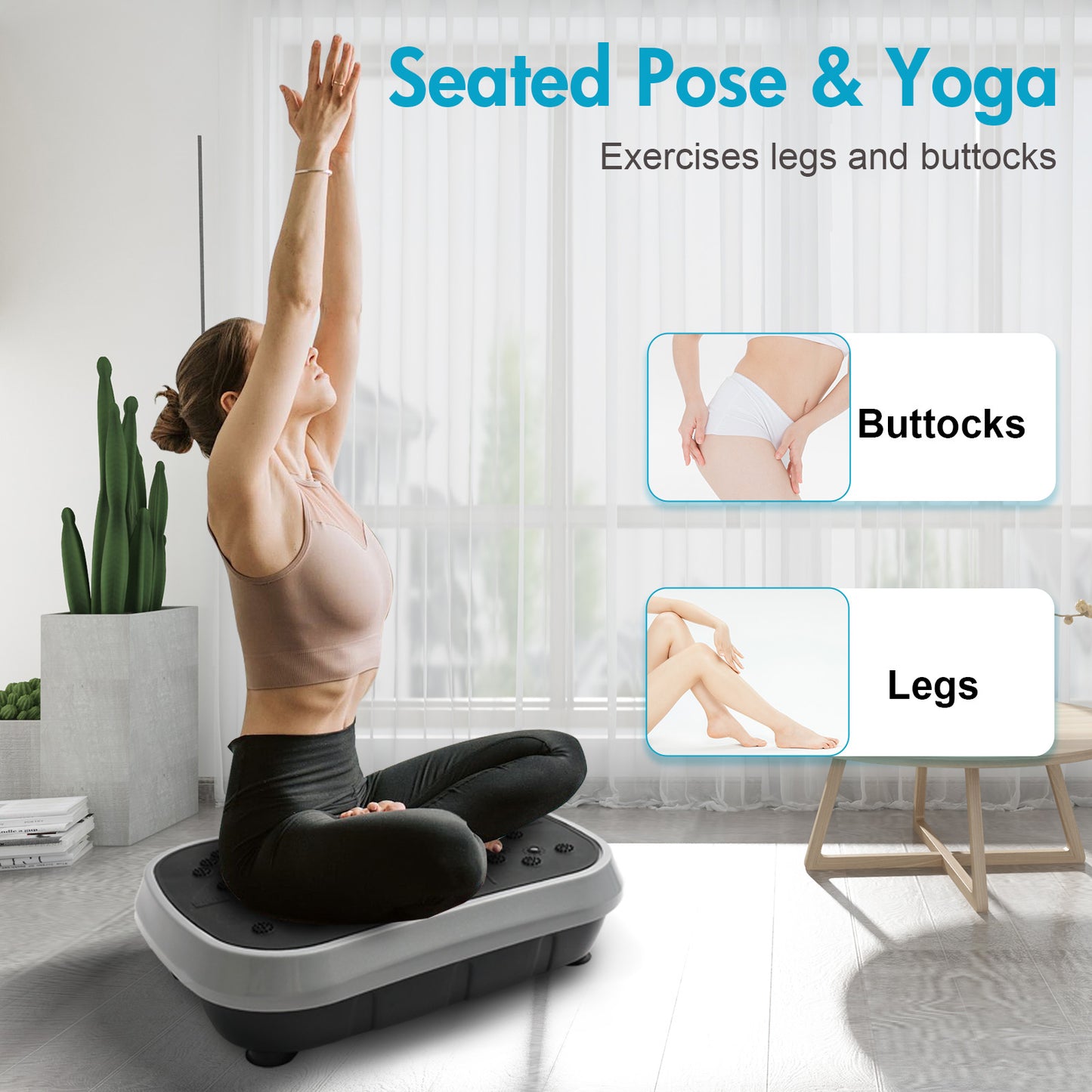 Vibration Plate, Full Body Shaker Platform for Home Exercise, Vibration Board with 5 Pull Ropes