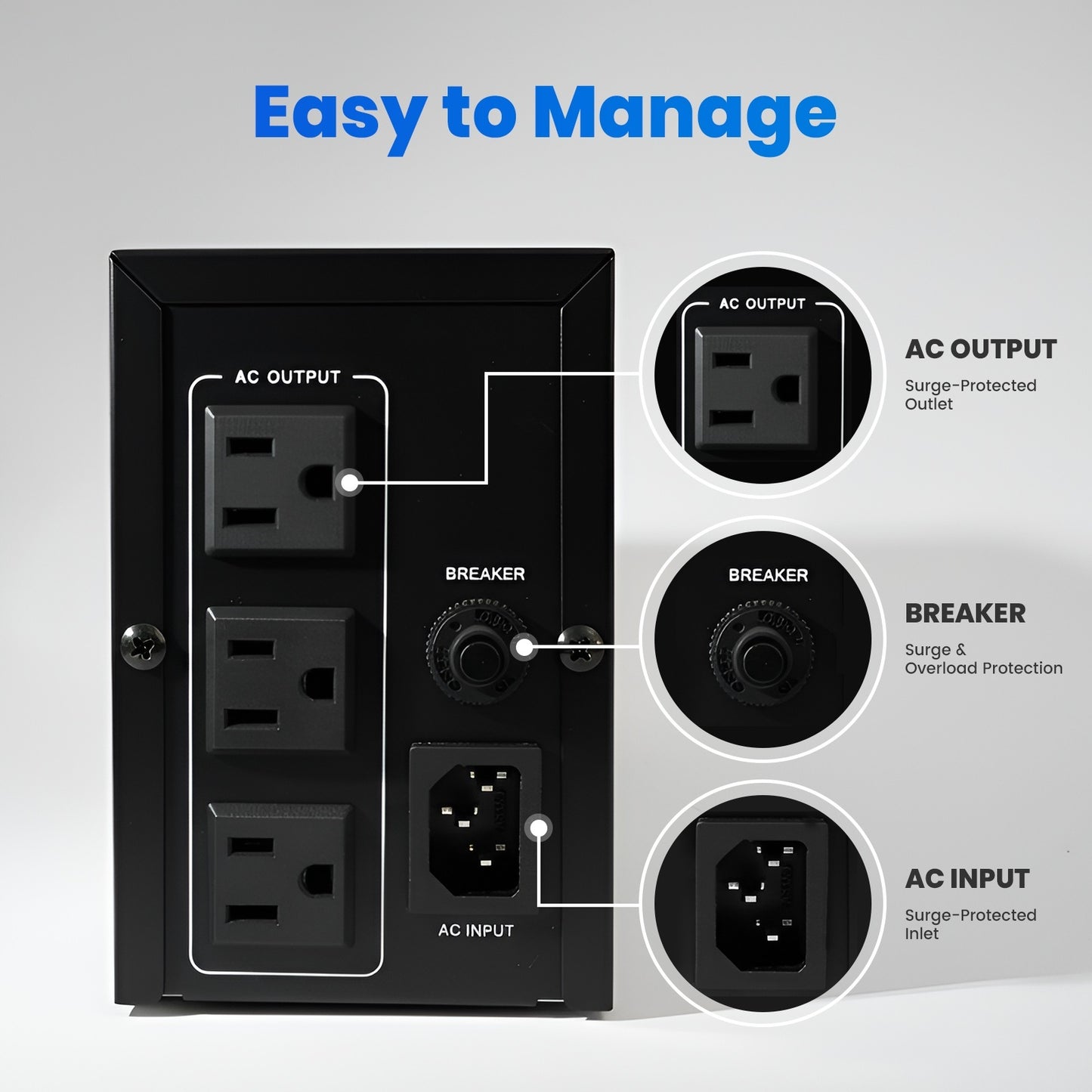 UPS 500VA/300W 120V Backup Power Supply, 3 Sockets, Backup Battery with Surge Protection, Only Suitable for Desktop computer