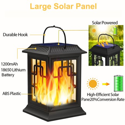 BAOKALER 4?Pack Solar Lantern Outdoor Lights, Waterproof Solar Hanging LED Flickering Flame Lights for Garden, Patio, Pathway, Deck & Yard