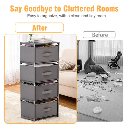 BAOKALER Multifunctional Bedroom Storage Cabinet Drawers for Clothes, Fabric Dressers for Bedroom with 4 Drawers, Small Dresser for Living Room, Hallway, Gray