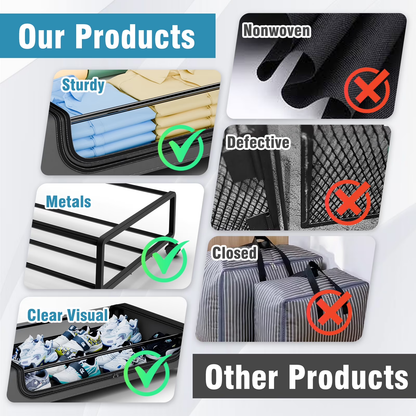 Under Bed Storage with Wheels, 2Pack Under Bed Storage Containers, Under Bed Shoe Storage Organizer, Rolling Under Bed Metal Drawer for Clothes, Blankets,Gary，31 x 17 x 7.2 inches