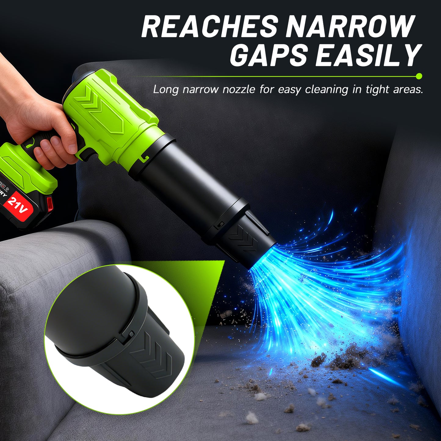 Cordless Leaf Blower, 950000 RPM Electric Leaf Blower with 2 X 4.0Ah Batteries & Charger, 110MPH Lightweight Handheld Blower for Patio Cleaning Blowing Leaves & Dust, Green