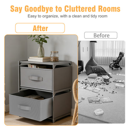 BAOKALER Multifunctional Bedroom Storage Cabinet Drawers for Clothes, Fabric Dressers for Bedroom with 2 Drawers, Small Dresser for Living Room, Hallway, Gray