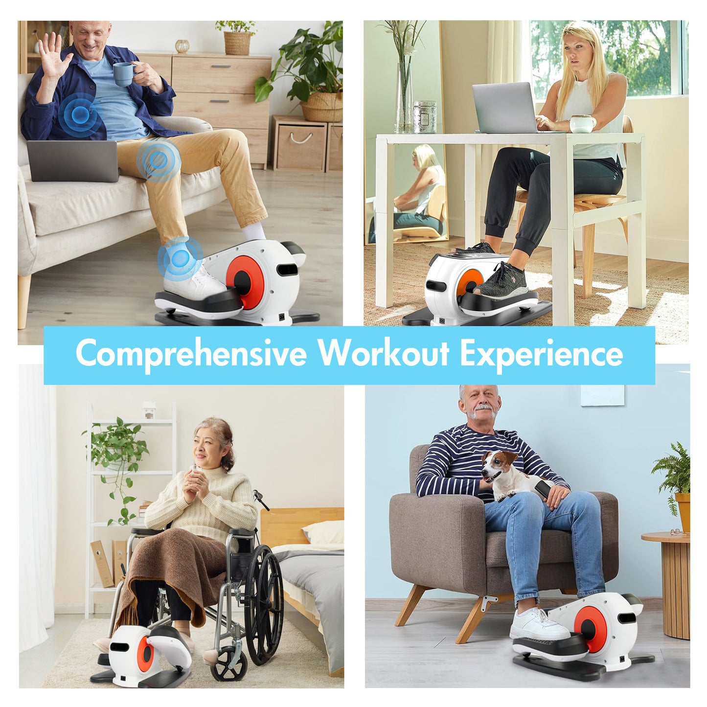 Under Desk Elliptical Machine, Powered Leg Exerciser for Seniors While Sitting, Portable Mini Elliptical with Remote Control, 12 Adjutable Speed Levels