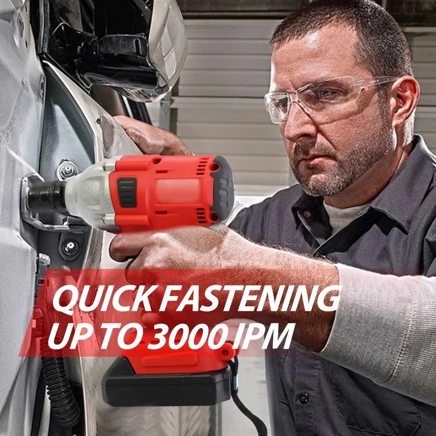 Baokaler Cordless Impact Wrench, Max Torque 740 Ft-lbs Impact Gun 1/2 inch, High Efficiency Brushless Motor with Fast Charger and 2 Battery