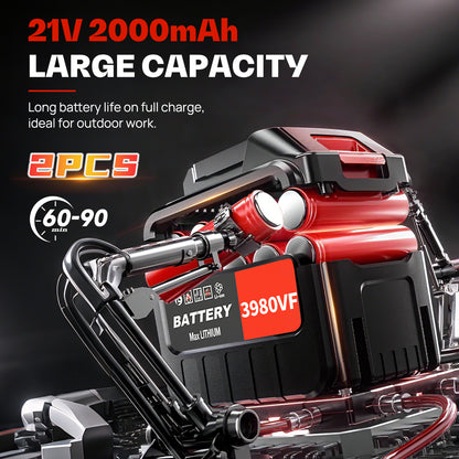 BAOKALER 12" 1800W Cordless Chainsaw, Handheld Electric ChainSaws with 2 x 2.0Ah Batteries & Fast Charger, 3 Chains & 2 Guide Bars, for Wood Cutting, Tree Pruning and Trimming, Red