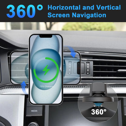 Magnetic Car Mount Charger for Mag-Safe,15W Fast Wireless Car Charger, 360¡ã Rotating Magnetic Phone Holder for Car Air Vent, Compatible with iPhone 17 16 15 14 13 12,Car Accessories£¬Black
