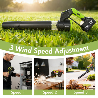 BAOKALER 21V Electric Cordless Leaf Blower, 600CFM 130MPH Sonw Blower with 2¡Á6AH Batteries, 3 Speed Modes, 180¡ã Adjustable Tube, LED Display