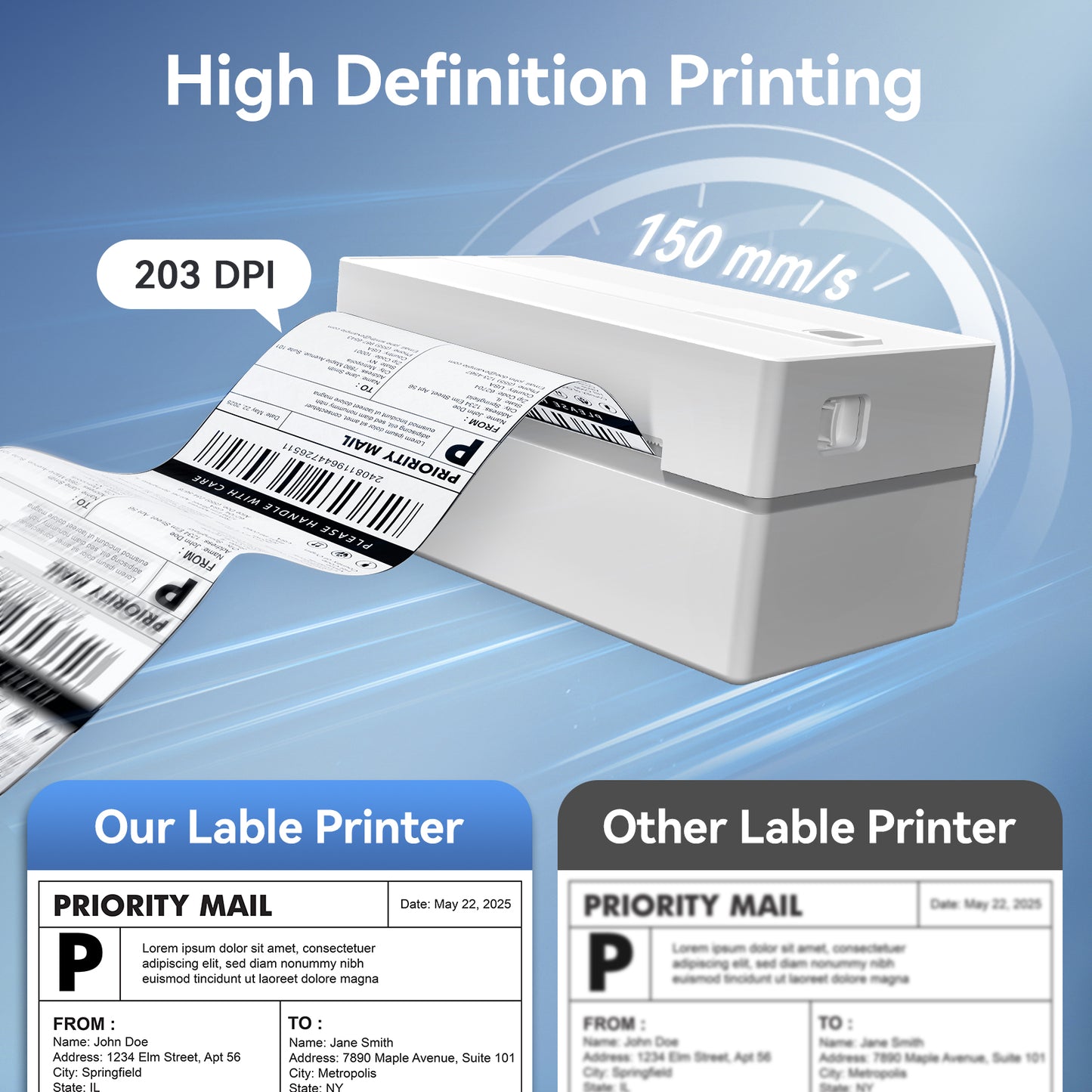 BAOKALER 4x6 Thermal Label Printer - Bluetooth Shipping Label Maker for Packages, Compatible with Windows iOS Android, Wireless Sticker Printing for Business and Home