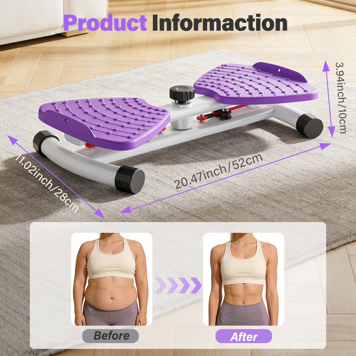 Slim Waist Twister, Waist Twister Machine, Core Workout Board for Women, Home Gym Equipment for Hourglass Figure & Love Handle Reduction, Purple