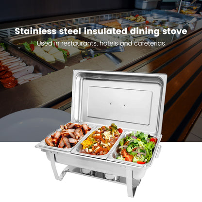 Chafing Dish Buffet Set 2 Pack, 8QT 3 Compartment Stainless Steel Chafing Dish Set, Buffet Warmer for Catering, Parties, Weddings