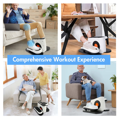 Under Desk Elliptical, Leg Exerciser for Seniors Fuly Assembled, Quiet & Portable Electric Seated Pedal Exerciser Adjustable Speeds, White