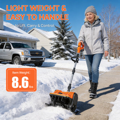 BAOKALER 21V Cordless Snow Shovel, 13 inch Electric Snow Blower with 2 x 4.0Ah Batteries and Ski Wheels for Driveways & Sidewalks