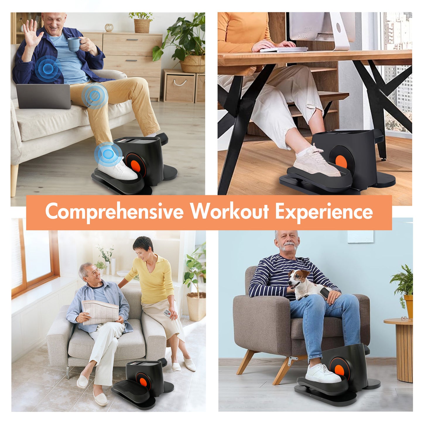 Under Desk Elliptical Machine, Leg Exerciser While Sitting for Seniors, Seated Pedal Exerciser with LED Display Monitor