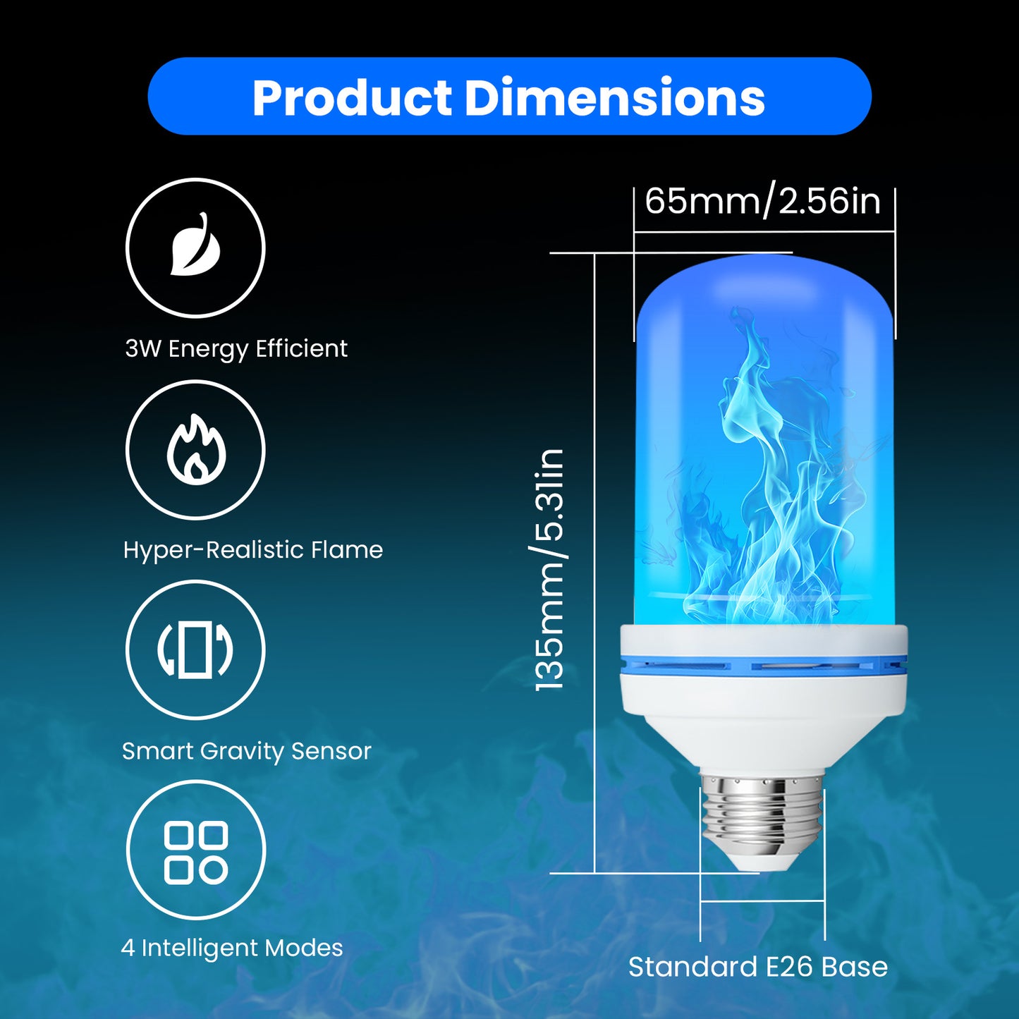 Catgood Blue LED Flame Bulbs, 4 Modes Flickering Fire Light, E26 Base for Halloween & Outdoor Decor, 4 Pack