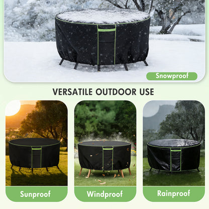 Round Patio Furniture Covers, 84" Dia Outdoor Furniture Covers, Waterproof Outdoor Table Cover, Fire Pit Cover, 420D Cover for Outdoor Furniture Set, Black