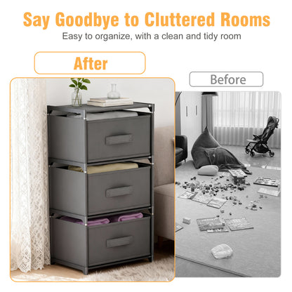 BAOKALER Multifunctional Bedroom Storage Cabinet Drawers for Clothes, Fabric Dressers for Bedroom with 3 Drawers, Small Dresser for Living Room, Hallway, Gray