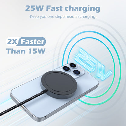 Magnetic Wireless Charger, 25W Magnetic Wireless Charging Pad Compatible for iPhone 17 16 15 14 13 12, AirPods,Ultra-Slim Case Friendly Charging Mat (Black)