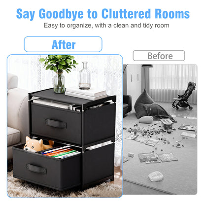 BAOKALER Fabric Dressers for Bedroom with 2 Drawers, Multifunctional Bedroom Storage Cabinet Drawers for Clothes, Small Dresser for Living Room, Hallway, Black