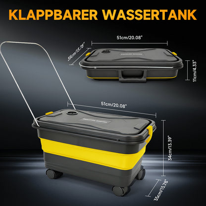 BAOKALER 1160PSI Pressure Washer with Foldable Water Container, 4.0Ah Dual Batteries, 6-in-1 Adjustable Nozzle, Portable Power Cleaner for Car Wash, Fences, Patio & Outdoor Cleaning – Yellow
