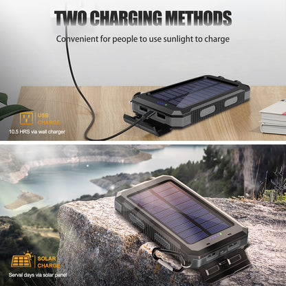 CATGOOD 10000mAh Portable Solar Charger for iphone and Android Power Bank with Dual 5V USB Ports for Outdoor Camping Hiking(Black)