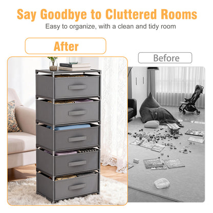BAOKALER Multifunctional Bedroom Storage Cabinet Drawers for Clothes, Fabric Dressers for Bedroom with 5 Drawers, Small Dresser for Living Room, Hallway, Gray