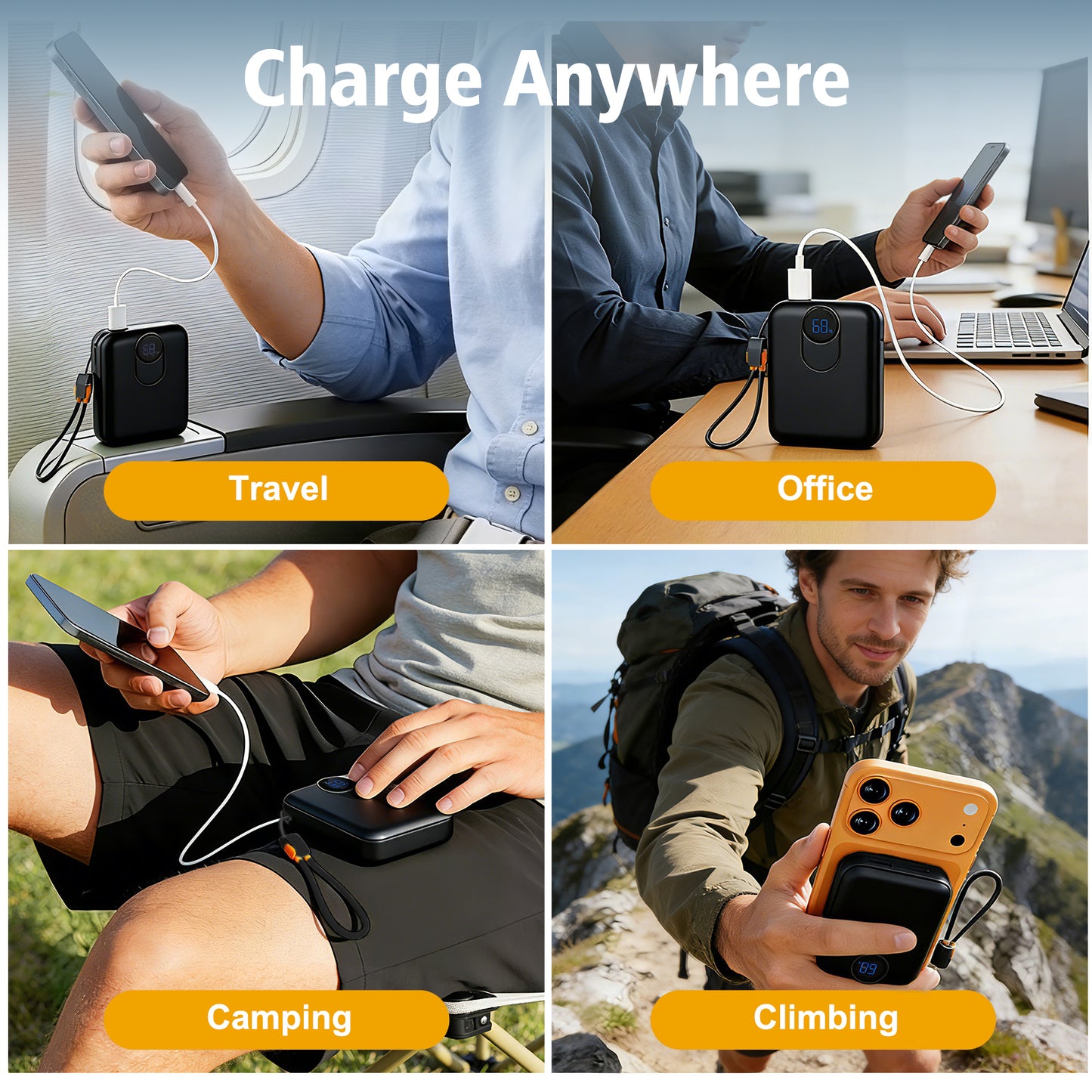 CATGOOD Magnetic Portable Charger, 10,000mAh Wireless Power Bank with USB-C Cable, Magnetic Battery Pack for iPhone 17/16/15/14/13/12 Series (Black)